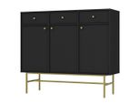 Cassettiera Combinata Iros 3 Con Cassetti E Ante - Nero Grafite / Oro