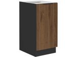 Mobiletto Inferiore A Un'anta Tova - Larghezza 40 Cm, Noce Okapi / Nero