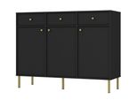 Cassettiera Combinata Iros 2 Con Cassetti E Ante - Nero Grafite / Oro
