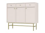 Cassettiera Combinata Iros 3 Con Cassetti E Ante - Beige / Oro