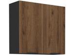 Mobile Cucina Superiore Tova - Larghezza 80 Cm, Noce Okapi / Nero