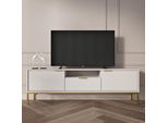 Mobile Rtv Moderno Bianco, Gambe Dorate - Design Elegante 135 Cm