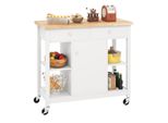Costway Carrello Da Cucina Su Ruote, Isola Da Cucina Con Piano Di Lavoro 2 Cassetti E Ripiani Regolabili, Carrello Da Cucina 99X46X90Cm Bianco