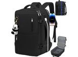Hdeye Zaino Da Viaggio Per Donne E Uomini, Grande Zaino Per Bagaglio A Mano, Borsa Per Bagaglio A Mano Espandibile, Zaino Per Laptop Da 17 Pollici Per Viaggi, Escursioni, Nero