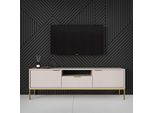 Mobile Moderno In Cashmere, Gambe Dorate - Design Elegante 135 Cm