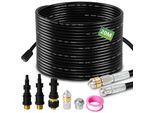 Set Di Tubi Per La Pulizia Dei Tubi Jopassy 20M, Con Ugelli Rigidi + Rotanti, 3 Adattatori, Per Idropulitrici Standard, Set Universale Per La Pulizia Dei Tubi