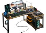 Gtplayer Scrivania Ad Angolo Scrivania Da Gioco Con Ripiano Porta Di Ricarica Usb E Presa (1 Scrivania), Scrivania Per Computer Da 120 Cm A Forma Di L, Scrivania Per Pc Per Ufficio