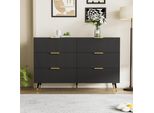 Cassettiera Merax Con Maniglie Dorate E Gambe In Metallo, Credenza Con 6 Cassetti, Mobile Contenitore Dal Design Moderno, 120X77X40Cm, Nero