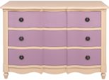Casa Padrino Cassettiera In Stile Country Con 3 Cassetti Beige / Viola 130 Cm - Mobili In Stile Country