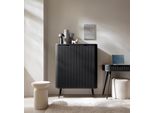 Elegante Mobile 2D Nero, 129X103 Cm, Gambe Oro/Nero, Piano In Mdf