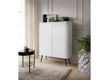 Armadio Elegante 2D Bianco, 129X103 Cm, Gambe Oro/Nero, Piano In Mdf