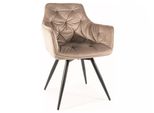 Sedia Da Pranzo Imbottita Wallis - Nero / Beige