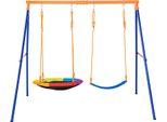 Set Di Altalene Per Giardino Vevor, Portata 200 Kg, Con 1 Seggiolino A Disco, 1 Seggiolino A Cintura, Robusto Supporto Per Altalena Con Struttura Ad A In Metallo E Corda Regolabile, Set Di Altalene Da Esterno Per Bambini