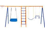 Set Di Altalene Per Giardino Vevor, Set Di Altalene 6 In 1 Con 2 Altalene, Trapezio, Scala Per Arrampicarsi, Rete Per Arrampicarsi E Canestro Da Basket, Capacità Di Carico Di 200 Kg, Robusto Set Di Altalene In Metallo Per Uso Esterno Per Bambini A Partire Dai 3 Anni Di Età