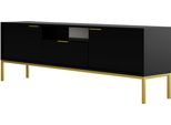 Mobile Rtv Moderno Nero, Gambe Dorate - Design Elegante 175 Cm