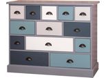 Casa Padrino Cassettiera In Stile Country Con 13 Cassetti Grigio / Colorato 120 Cm - Mobili Da Ufficio In Stile Country