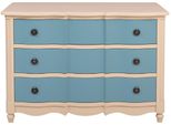 Casa Padrino Cassettiera In Stile Country Con 3 Cassetti Beige / Blu 130 Cm - Mobili In Stile Country