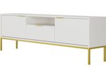 Mobile Rtv Moderno Bianco, Gambe Dorate - Design Elegante 175 Cm