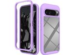 Custodia Per Google Pixel 9 Pro Xl, Copertura Posteriore Trasparente Ibrida, Robusto Paraurti In Tpu, Custodia Antiurto Viola