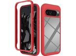 Custodia Per Google Pixel 9 Pro Xl, Copertura Posteriore Trasparente Ibrida, Robusto Paraurti In Tpu, Custodia Antiurto Rossa