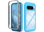 Custodia Per Google Pixel 9 / Pixel 9 Pro, Copertura Posteriore Trasparente Ibrida, Robusto Paraurti In Tpu, Custodia Antiurto Blu