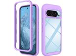 Custodia Per Google Pixel 9 / Pixel 9 Pro, Copertura Posteriore Trasparente Ibrida, Robusto Paraurti In Tpu, Custodia Antiurto Viola