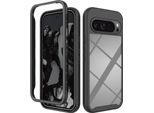 Custodia Per Google Pixel 9 Pro Xl, Copertura Posteriore Trasparente Ibrida, Robusto Paraurti In Tpu, Custodia Antiurto Nera