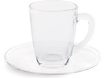 Excelsa Set Di 6 Tazze Da Caffè Espresso Con Piattini Firenze 9 Cl In Vetro Trasparente