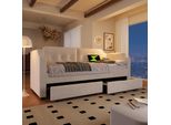 Flieks Divano Letto Imbottito 90X200Cm Con Usb E Luce Di Lettura, Letto Contenitore Letto Singolo Con 2 Cassetti, Letto Funzionale Letto Da Giorno Divano Letto, Velluto, Beige