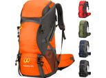 Zaino Da Trekking 50L Uomini Donne Zaino Da Trekking Con Copertura Antipioggia Zaino Da Viaggio Zaino Da Escursionismo All'aperto Per Escursionismo Campeggio Alpinismo Viaggiando Sport, Arancione