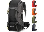 Zaino Da Trekking 50L Uomo Donna Zaino Da Trekking Con Copertura Antipioggia Zaino Da Viaggio Zaino Da Escursionismo All'aperto Per Escursionismo Campeggio Alpinismo Viaggio Sport, Nero