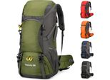 Zaino Da Trekking 50L Uomini Donne Zaino Da Trekking Con Copertura Antipioggia Zaino Da Viaggio Zaino Da Trekking All'aperto Per L'escursionismo Campeggio Alpinismo Viaggiando Sport, Verde Militare