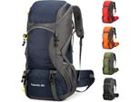 Zaino Da Trekking 50L Uomini Donne Zaino Da Trekking Con Copertura Antipioggia Zaino Da Viaggio Zaino Da Trekking All'aperto Per Escursioni Campeggio Alpinismo Viaggi Sport, Blu Scuro