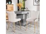 Set Di 2 Sedie Per Sala Da Pranzo Flieks, Sedie Da Cucina Con Gambe In Metallo Dorato, Sedia Da Soggiorno Sedia Da Trucco Sedie Imbottite Con Rivestimento In Velluto, Beige