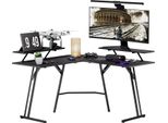Sessamen-Lp Gaming Desk Scrivania In Piedi A Forma Di Ala Tavolo Da Gioco Grande Scrivania Per Computer Con Telaio A L, In Fibra Di Carbonio Nera (Con Piano D'appoggio)