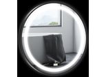 Specchio Da Bagno Kleankin, Specchio Da Bagno A Led Ø60Cm Con 3 Colori Di Luce, Specchio Da Parete Con Funzione Touch, Funzione Memoria, IP44, Nero