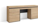 Tavolo Da Toeletta, 177X75X35Cm, Con Cassetto, Cassettiera, Rovere