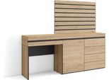 Tavolo Da Toeletta, 177X35X145Cm, Con Cassetto, Cassettiera, Pannelli Decorativi, Rovere