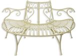 Casa Padrino Panca Ad Albero Liberty Bianco 146 X 75,5 X H. 81,7 Cm - Panca Da Giardino Semicircolare In Metallo