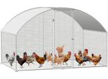 Jayseuw Pollaio All'aperto Grande Pollaio Tetto Gamma Libera Recinto Pollame Con Pe Telaio In Acciaio Zincato E Porta Con Serratura 3 X 2 X 2 M Cupola