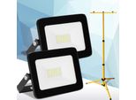 Clanmacy 2X 20W Led Proiettore Da Costruzione Proiettore A Treppiede Proiettore Da Esterno Luce Da Lavoro Proiettore Da Costruzione IP66 Impermeabile Bianco Freddo