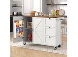 Carrello Di Servizio Flieks Per Cucina A Isola Carrello Da Cucina Con 3 Cassetti, Mobile Da Cucina Carrello Da Pranzo Con Piano Pieghevole E 2 Ante, Carrello Da Cucina A Isola