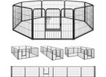 Costway, Box Per Cuccioli Alto 60 Cm, 8 Pezzi Pieghevole Con Porta Chiudibile, Box Per Cani Gatti Conigli In Metallo Nero