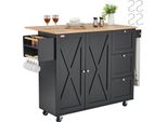 Carrello Ad Isola Per Cucina Vevor, Carrello Mobile Da 143 Cm Con Piano In Legno E Armadietto, Tavolo Mobile Con Piano Pieghevole, Portaspezie, Portasciugamani, Ripiano Regolabile, Cassetto E Ganci, Isole Portatili