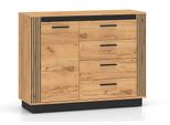 Cassettiera Combinata Ming - Rovere Artigianale Dorato / Nero
