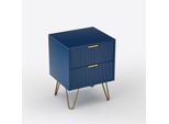 Cdglobal Cassettiera Con 2 Cassetti Cassettiera Blu Armadio Laterale Stretto Per Camera Da Letto Corridoio Soggiorno 35,5X40X50Cm