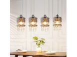 Zmh Lampada A Sospensione Tavolo Da Pranzo Lampada A Sospensione 4 Fiamme E27 Appendere 150CM Altezza Regolabile Cristallo Per Cucina Soggiorno Camera Da Letto Senza Lampadina