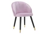 Sedia In Tessuto Rosa Con Schienale E Gambe In Legno Nero, 57X58X80 Cm