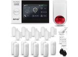 Huxgo HXA007 Sistema Di Allarme Casa Wifi + Gsm 2G Con Sirena Wireless, Sistema Di Allarme Con 9X Sensore Di Movimento E 9X Sensore Porta-Finestra, Sistema Di Allarme Per Appartamento, Casa, Garage, Tuya Smartlife App