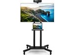 Costway Supporto Tv Per Tv Lcd/Led Da 32-70 Pollici Fino A 50 Kg, Supporto Tv Con Vassoio, Regolabile In Altezza E Arrotolabile, Max. Vesa 600X400 Mm, Nero